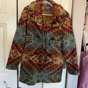 Pendleton Geometric Wool Coat in Earth Tones
